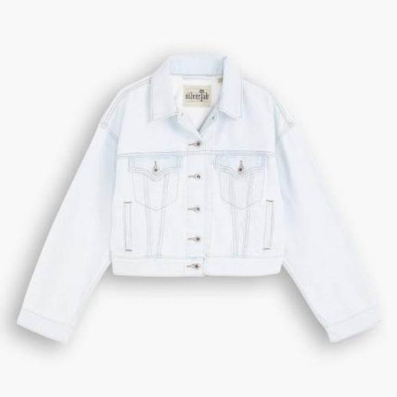 NWT Levi's SilverTab Light Wash Home Sweet Home Cropped Trucker Jacket M - Picture 3 of 6